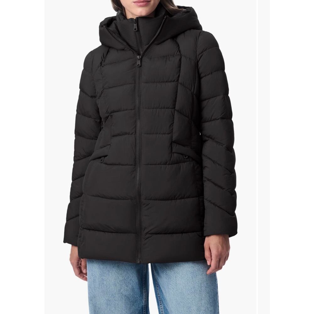 BERNARDO Navy Hooded Puffer Jacket Coat with Bib Size Medium - Picture 6 of 8